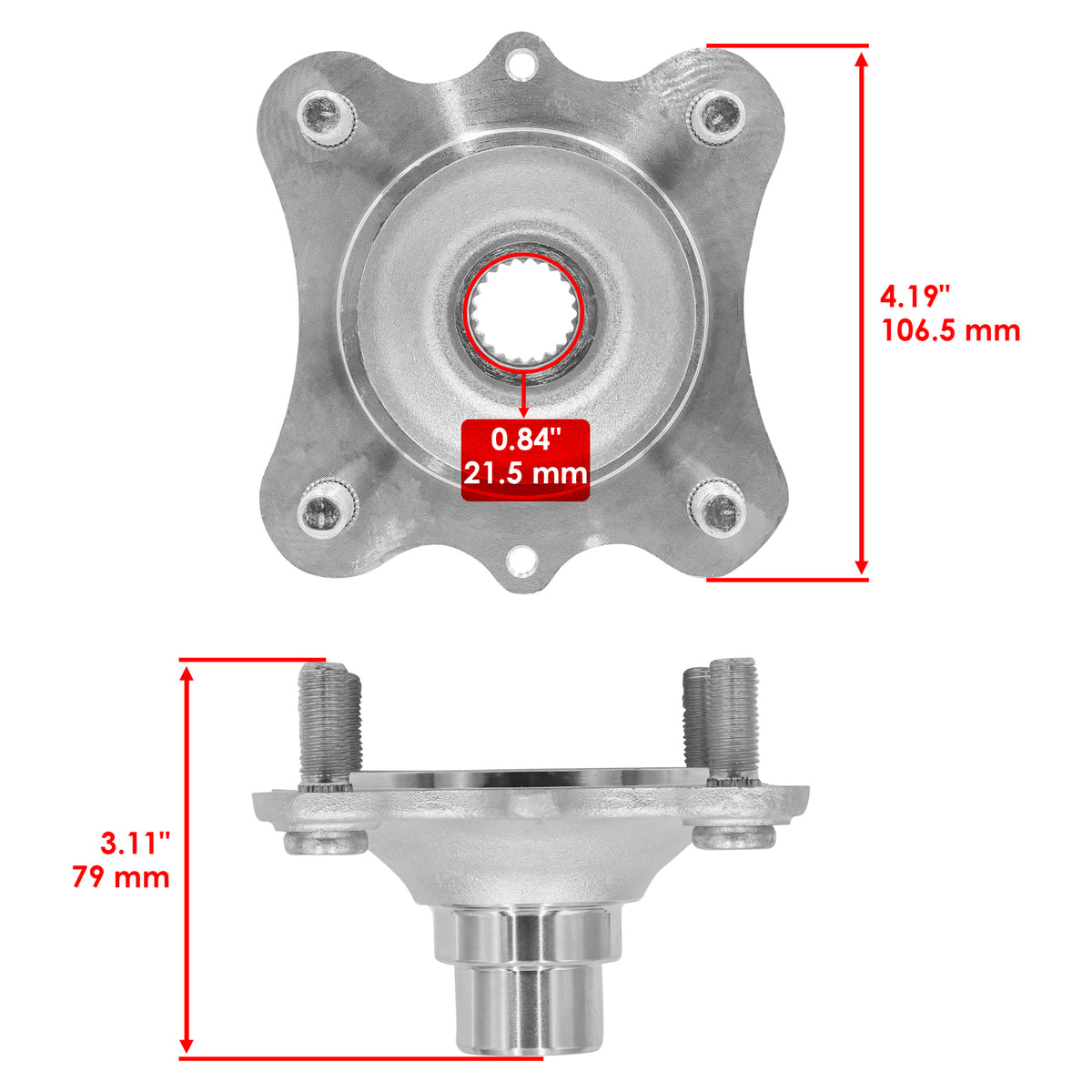 Front Wheel Hub Assembly Replacement for Honda Rancher 350 TRX350FE (2000–2006)