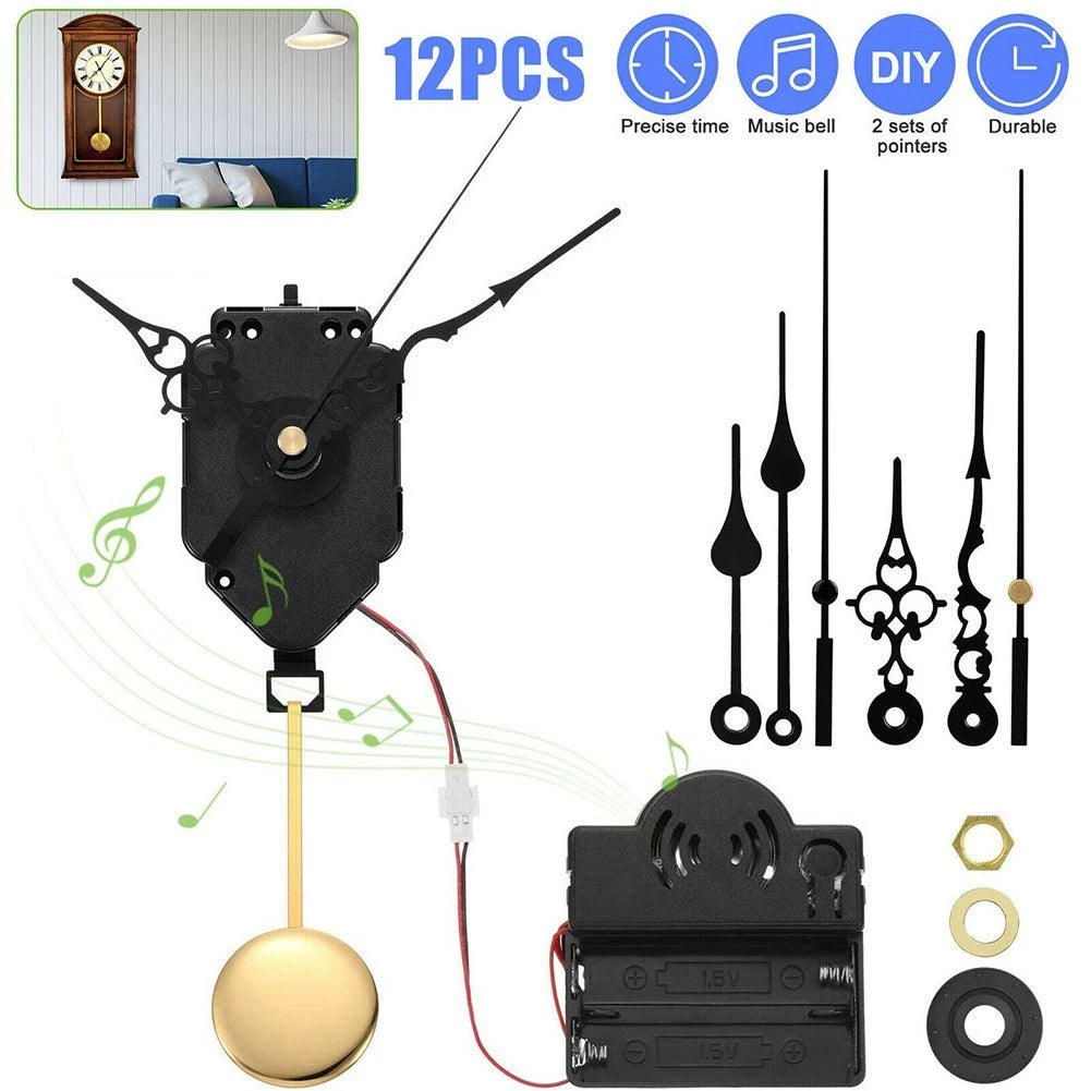 Clock Movement Set with Pendulum and Music Box Repair Tools