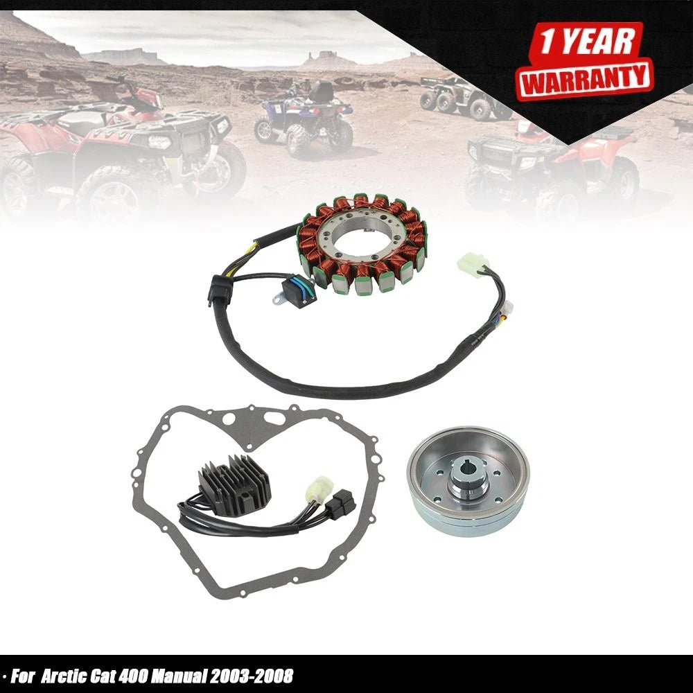 Flywheel Rotor, Stator, Gasket, Regulator for Arctic Cat 400 (2003–2008)
