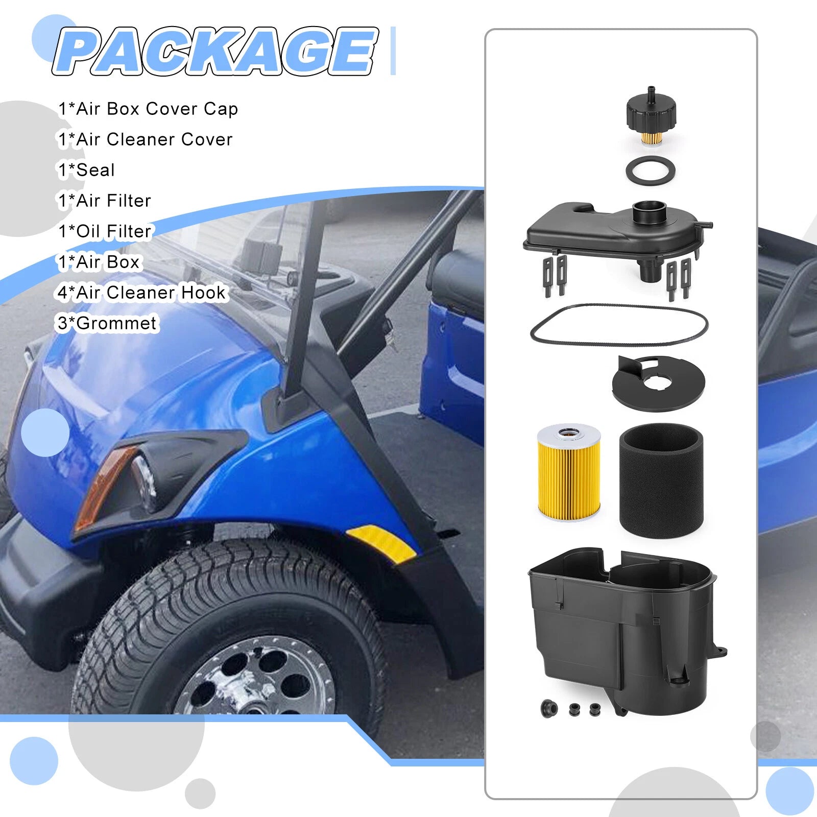 Air Filter Box Cover Cap w/ Seal Hook for Yamaha Golf Cart G2 G5 G8 G9 G11 (1985–1995)