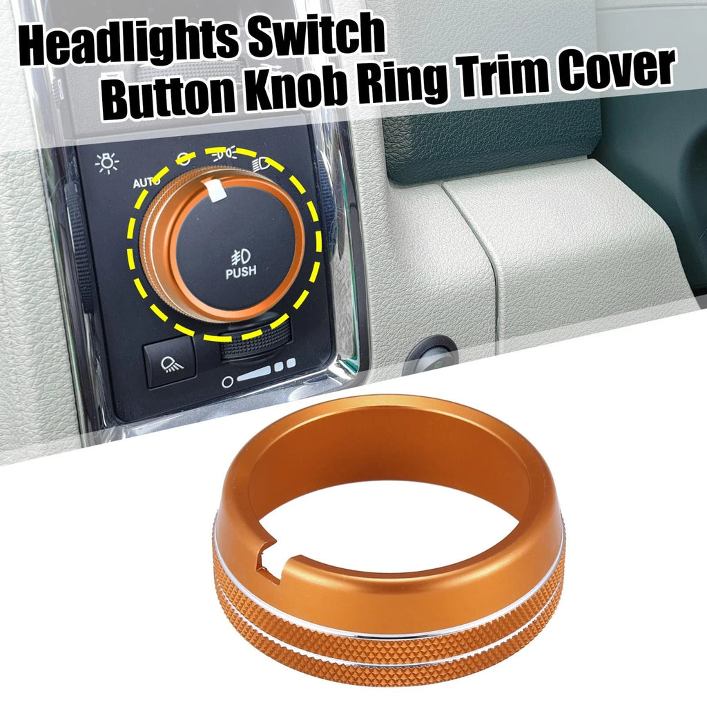 Headlight Switch Button Knob Ring Trim Cover for Dodge Ram (2010–2017) Orange