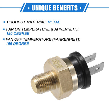 Fan Coolant Hose Thermostat Switch Kit 6AN 180°F On - 165°F Off for Car