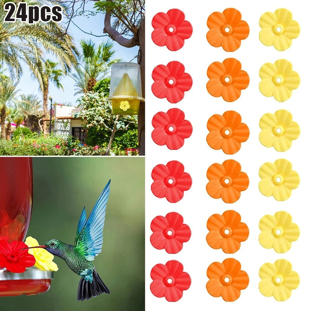 24 Pcs Hummingbird Feeder Replacement Flowers for Bird Feeding