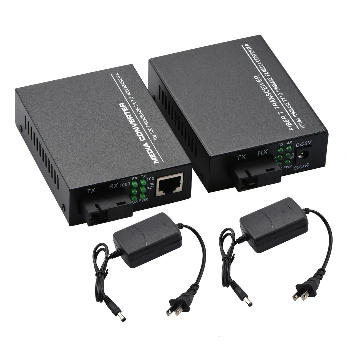 Ethernet to Fiber Optic Media Converter for RJ45 (10/100/1000Mbps)