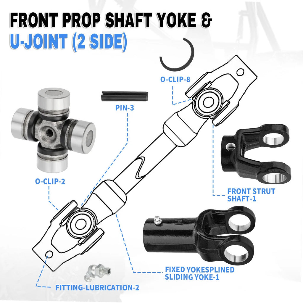 2 Side Front Prop Shaft Yoke & U-Joint for Polaris Ranger Crew XP 900 (2016–2019)