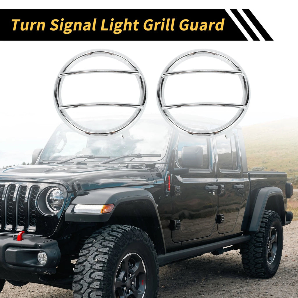 2X Turn Signal Light Grill Guard Protector Cap for Jeep Wrangler (2007–2017) Chrome