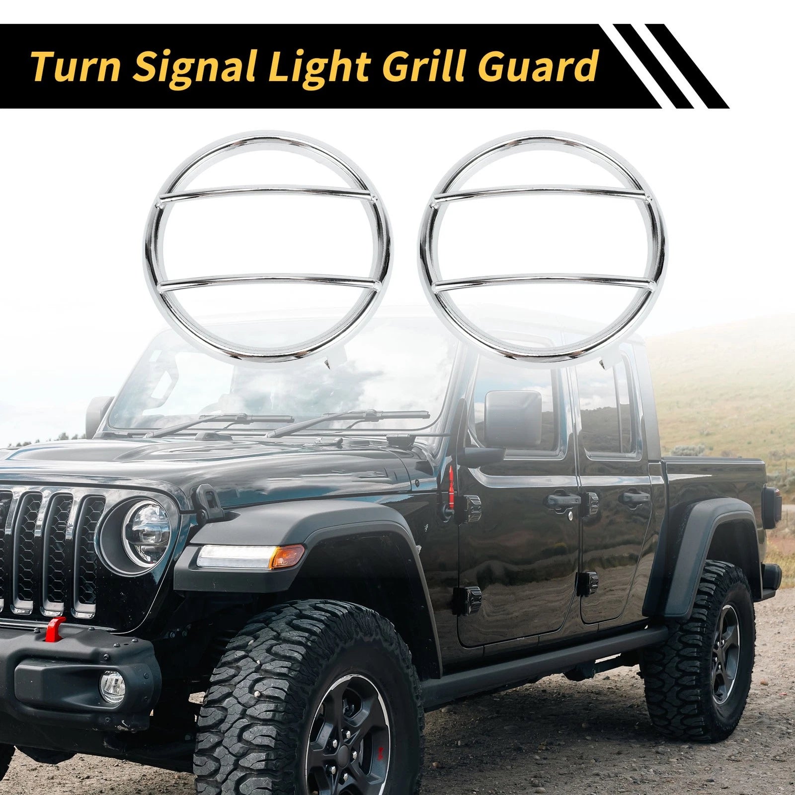 2X Turn Signal Light Grill Guard Protector Cap for Jeep Wrangler (2007–2017) Chrome