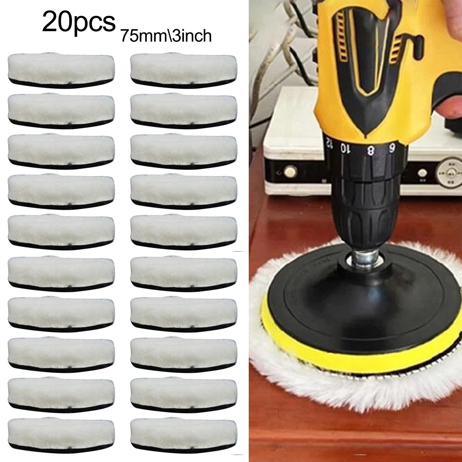 20pcs Wool Polishing Pads for Buffer Plate (3 Inch)