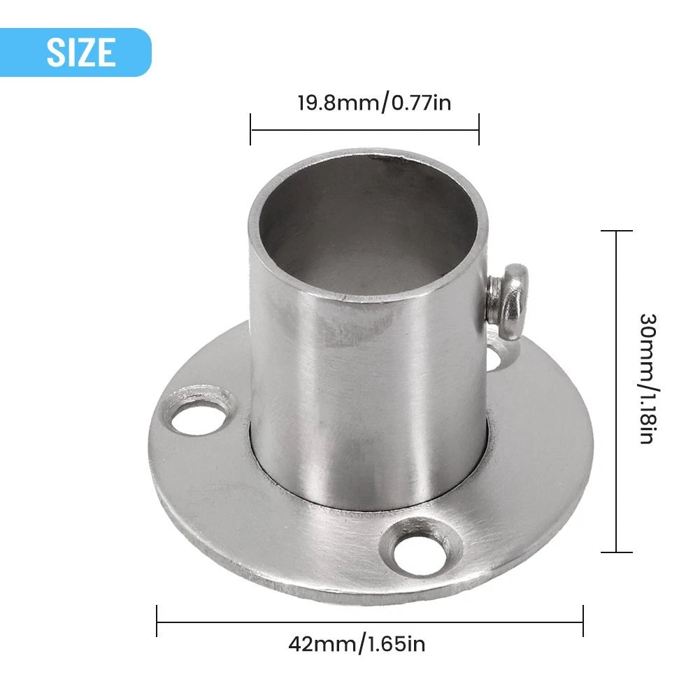 Stainless Steel Closet Bar Stand Rod Socket for Hanging Rail