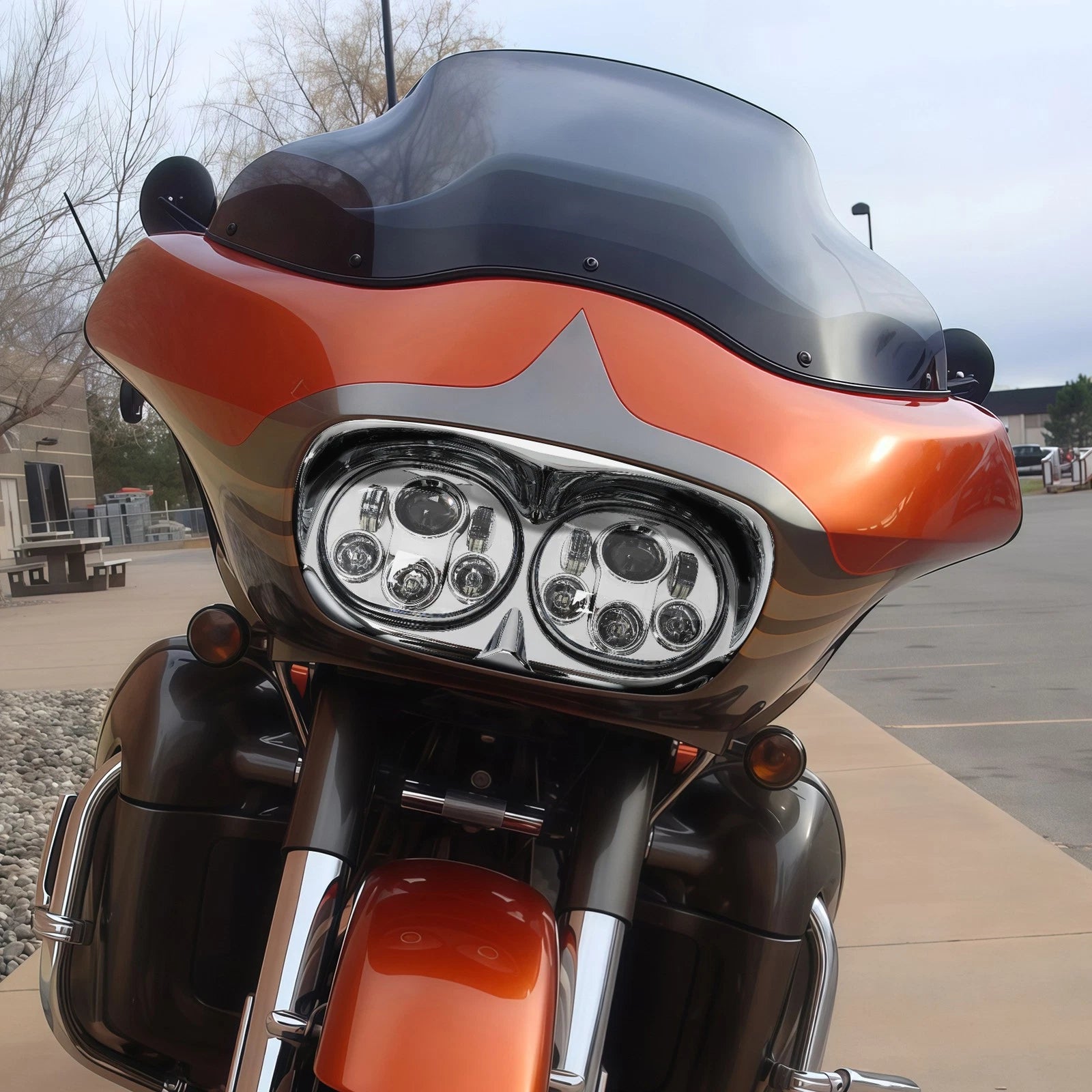 5.75" Dual LED Headlight Lamp Projector for Harley Road Glide FLTR (1998–2013)