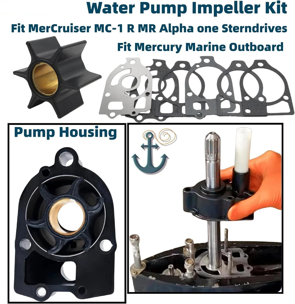 Water Pump Impeller Kit with Housing for Mercruiser Alpha One Gen 1 (1986–1990) 46-73804A