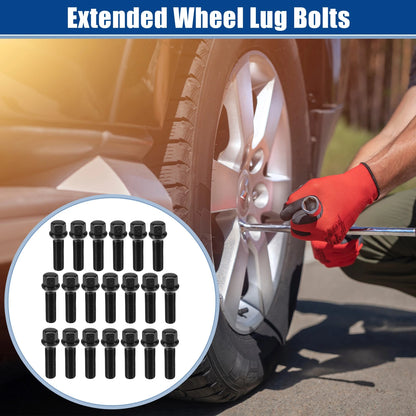 20pcs Extended Wheel Lug Bolts Ball Seat 65mm Shank for VW Audi (2005–2015)