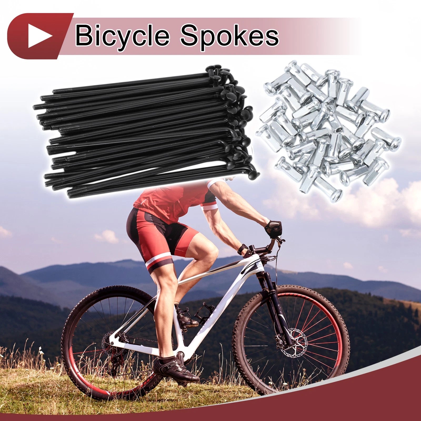 Bicycle Spokes Set 89mm Steel Black for 36 Pack 12G (1950–1950)