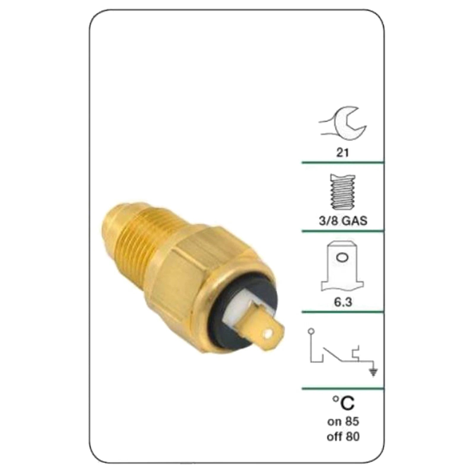 Electric Thermo Fan Switch for Universal Applications (85°C On, 80°C Off)