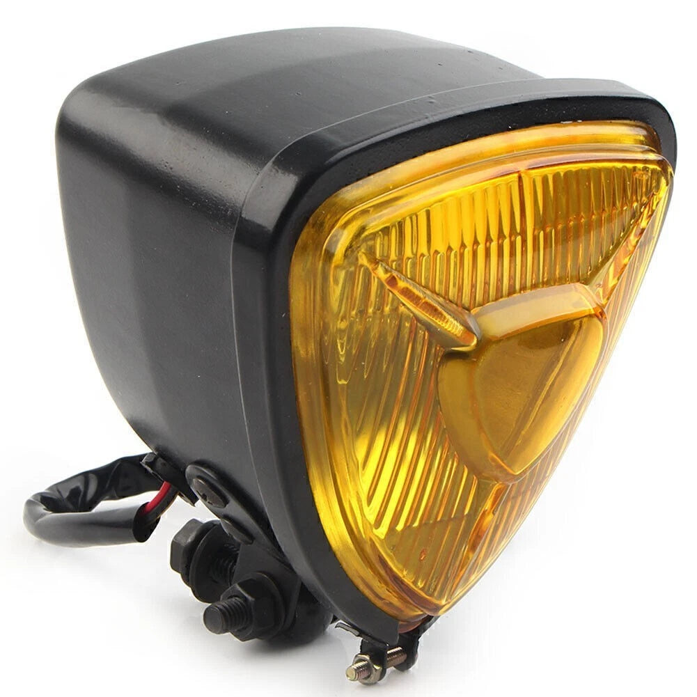 Amber Triangle Headlight Lamp for Harley Motorcycle Chopper Bobber (12V)