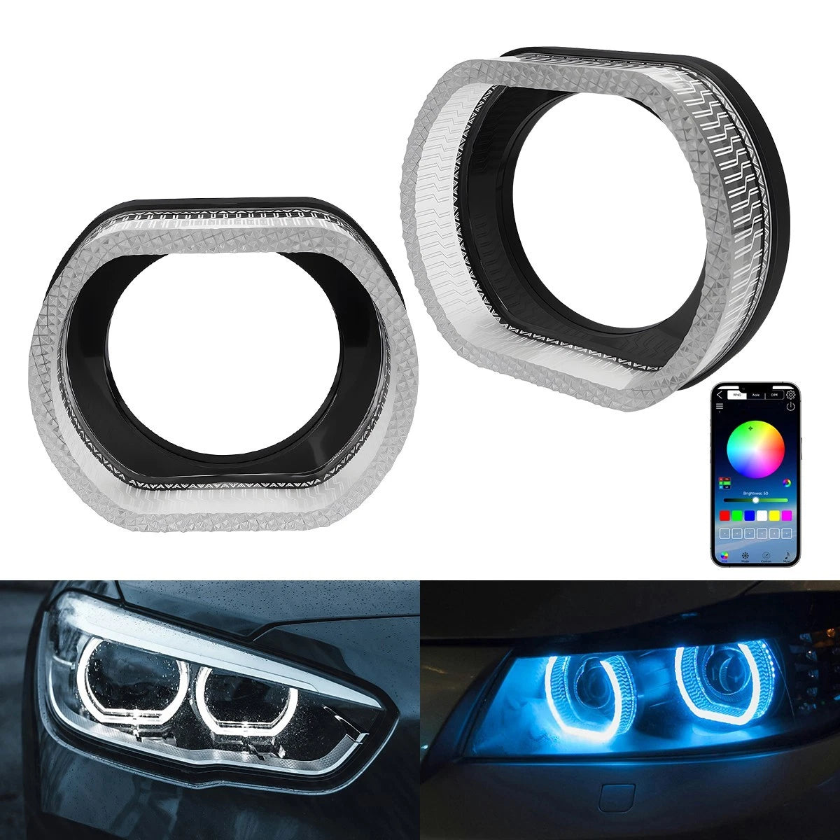 RGB LED Angel Eyes Headlight for Vehicle (2015–2023)