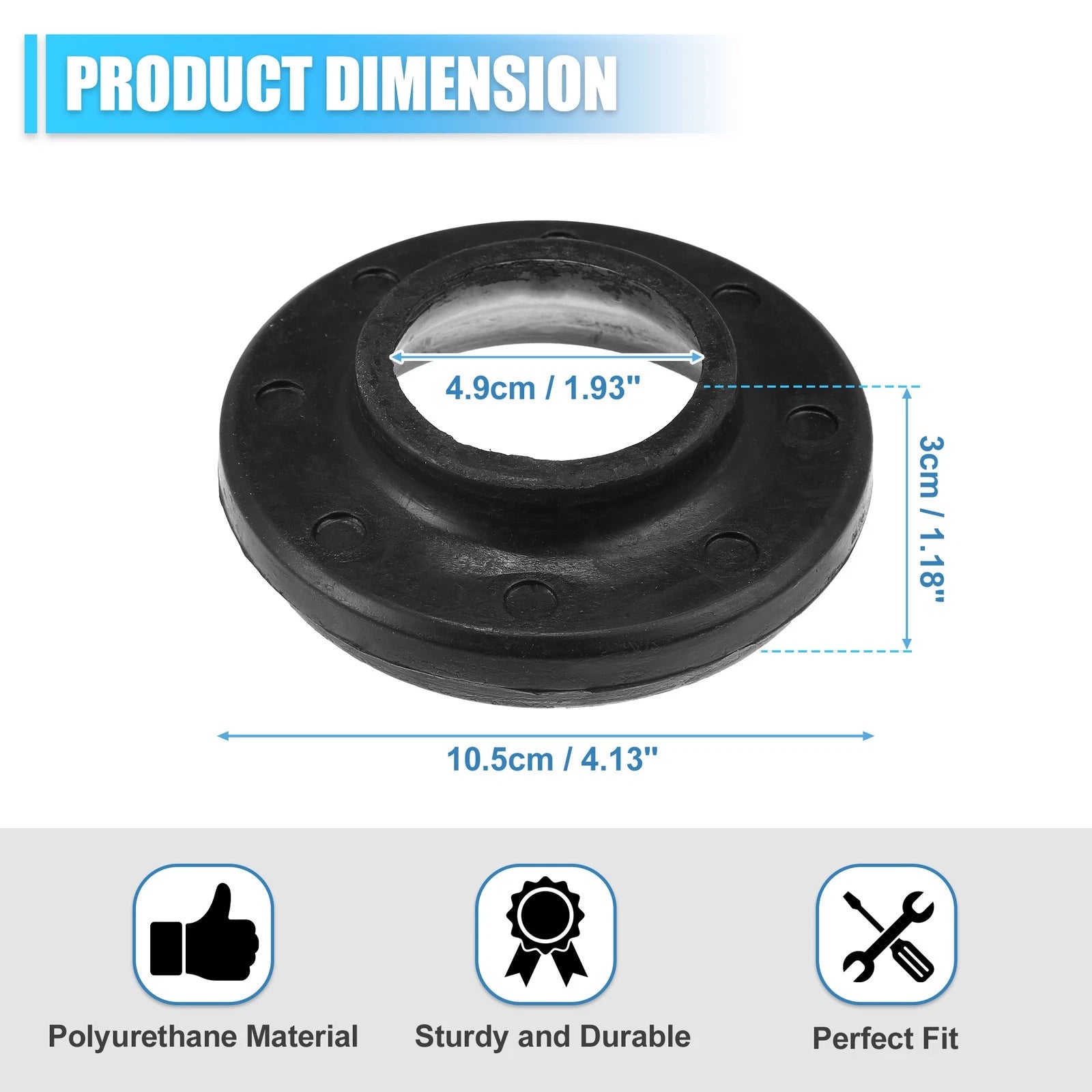 2 Pcs Front Upper Coil Spring Insulators for Jeep (52000229) Rubber Black