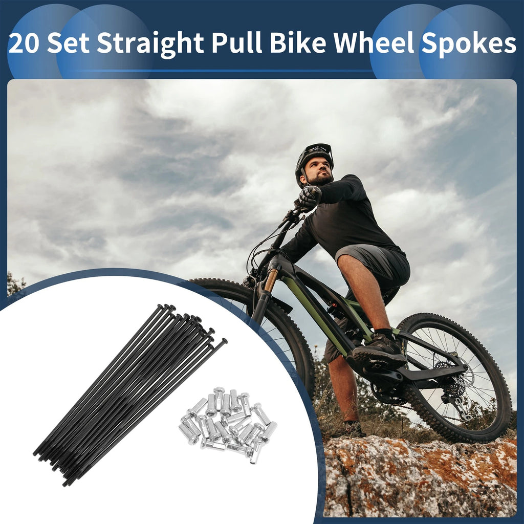 Bicycle Spokes Straight Pull 104mm Carbon Steel Black for Universal (All)