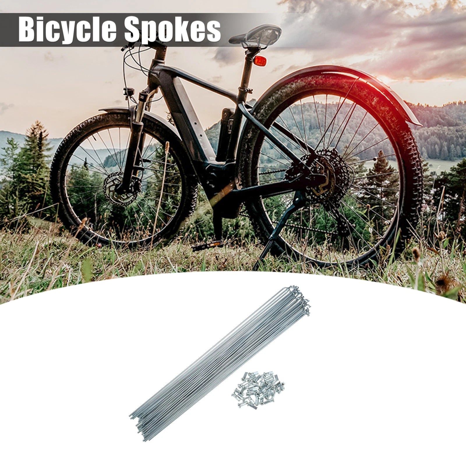 Bicycle Spokes with Nipples 290mm 14G J Bend for Silver Tone (Qty 36)