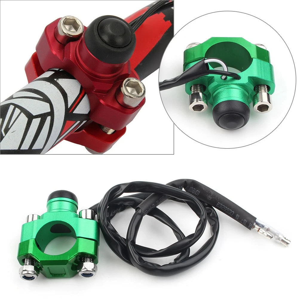 Rotating Bar Clamp Start Stop Kill Switch Button for 7/8" 22 Handlebar Green