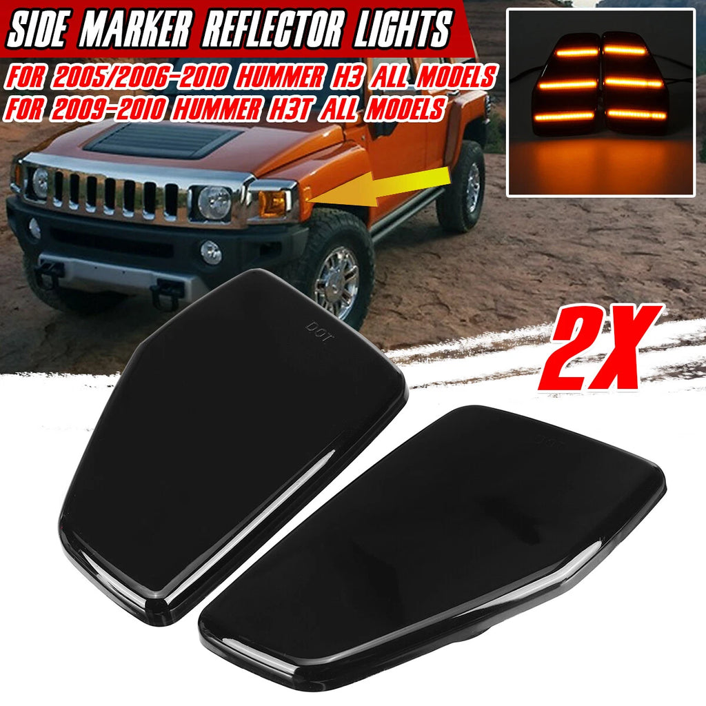 Smoked Front Fender Side Marker Reflector Lights for Hummer H3 H3T (2005–2010)