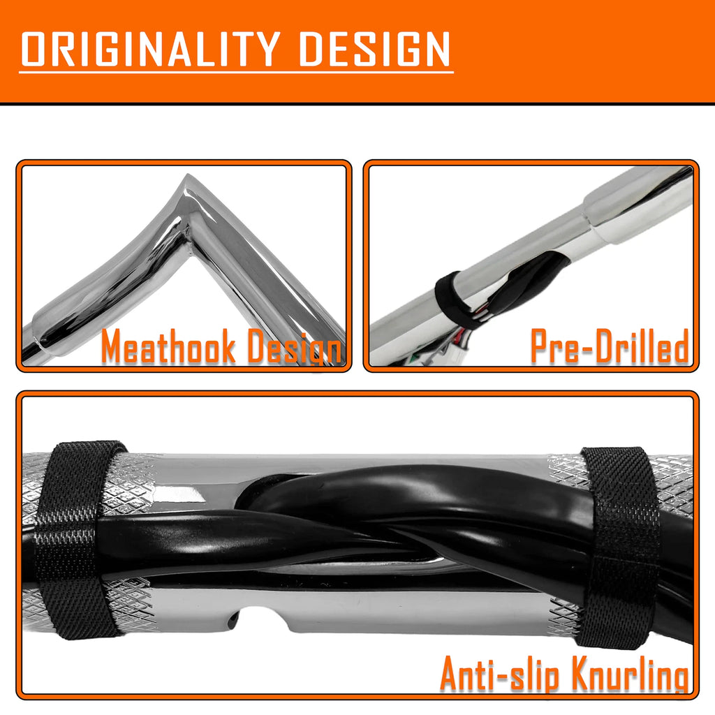 Chrome 12" Prewired Handlebar 1.25" for Harley Road Glide (2015)