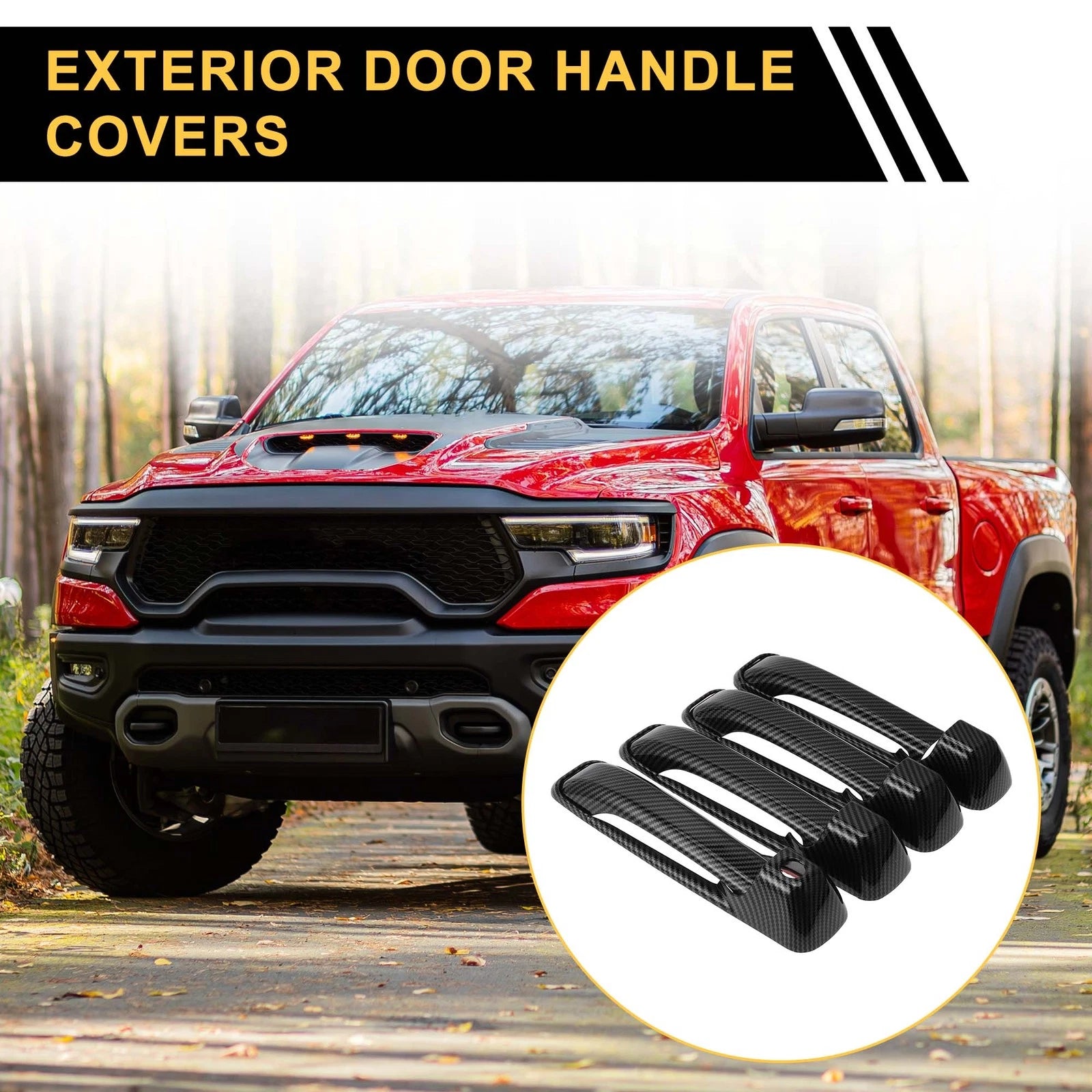 4pcs Outside Door Handle Cover Replacement for Dodge Ram 1500 (2009–2018)