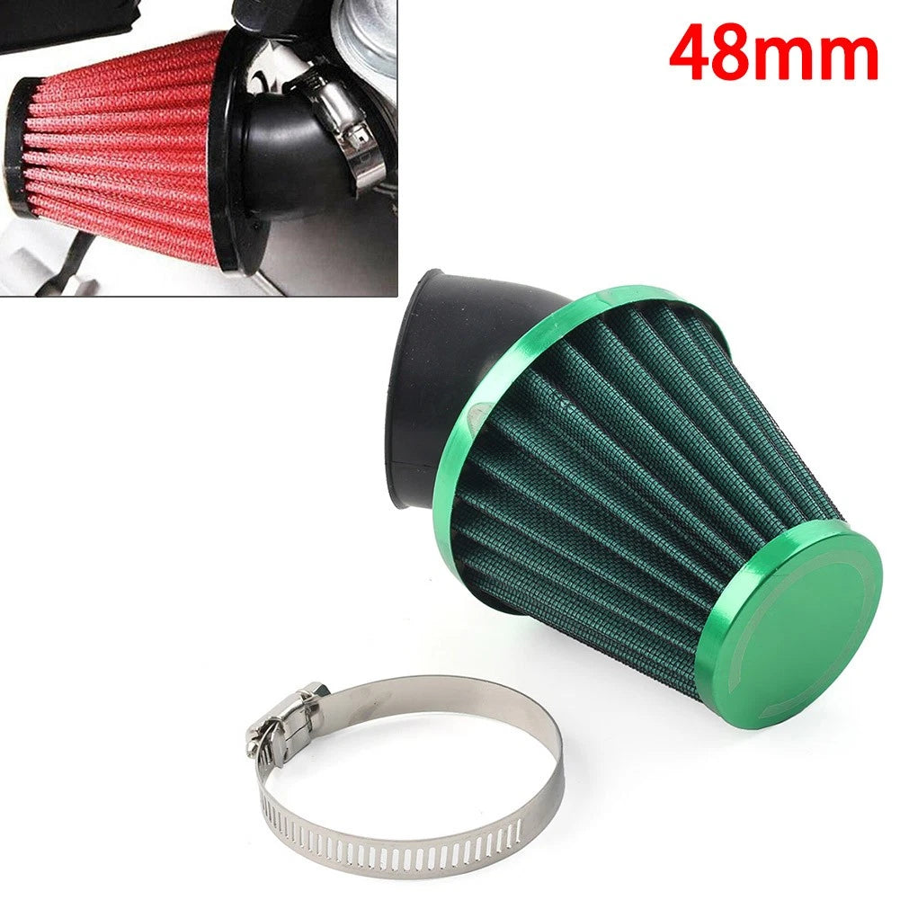48mm Air Intake Filter Cleaner for Universal Applications (Rubber, Stainless Steel Mesh)
