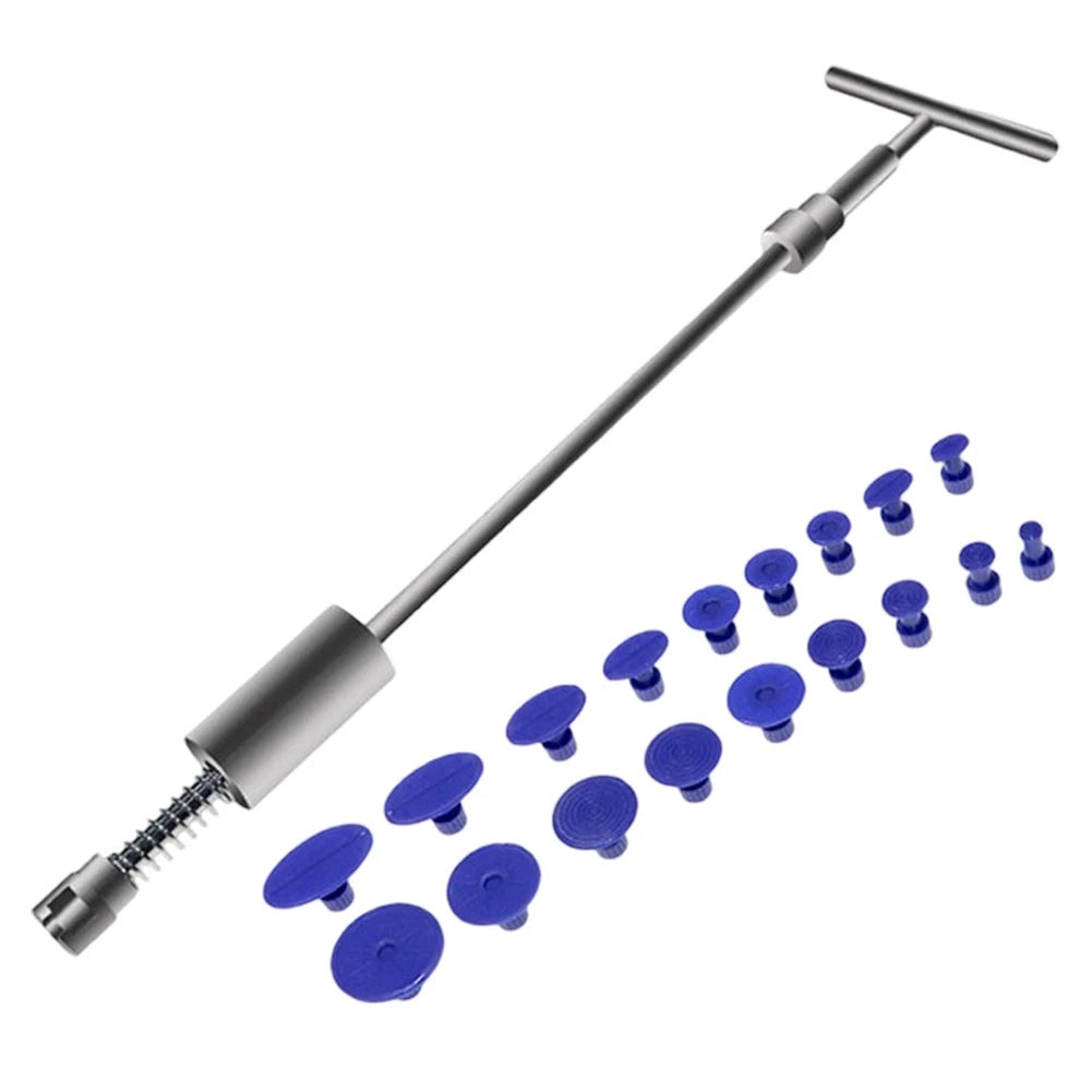 T-Bar Slide Hammer Dent Puller Kit with 18 Blue Glue Pull Tabs for Cars