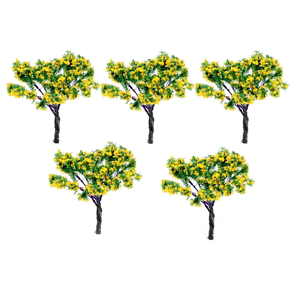 20x Yellow Flower Model Trees for Train Railroad Layout Diorama (6.5cm)