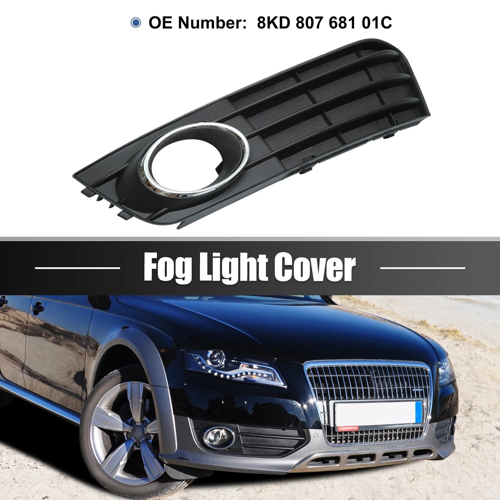 Fog Light Grille Cover Trim Front Left Driver Side for Audi A4 (2008–2015)