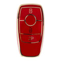 TPU Key Case with Gold Tone for Mercedes Benz E Class 3 Buttons (2010–2023)