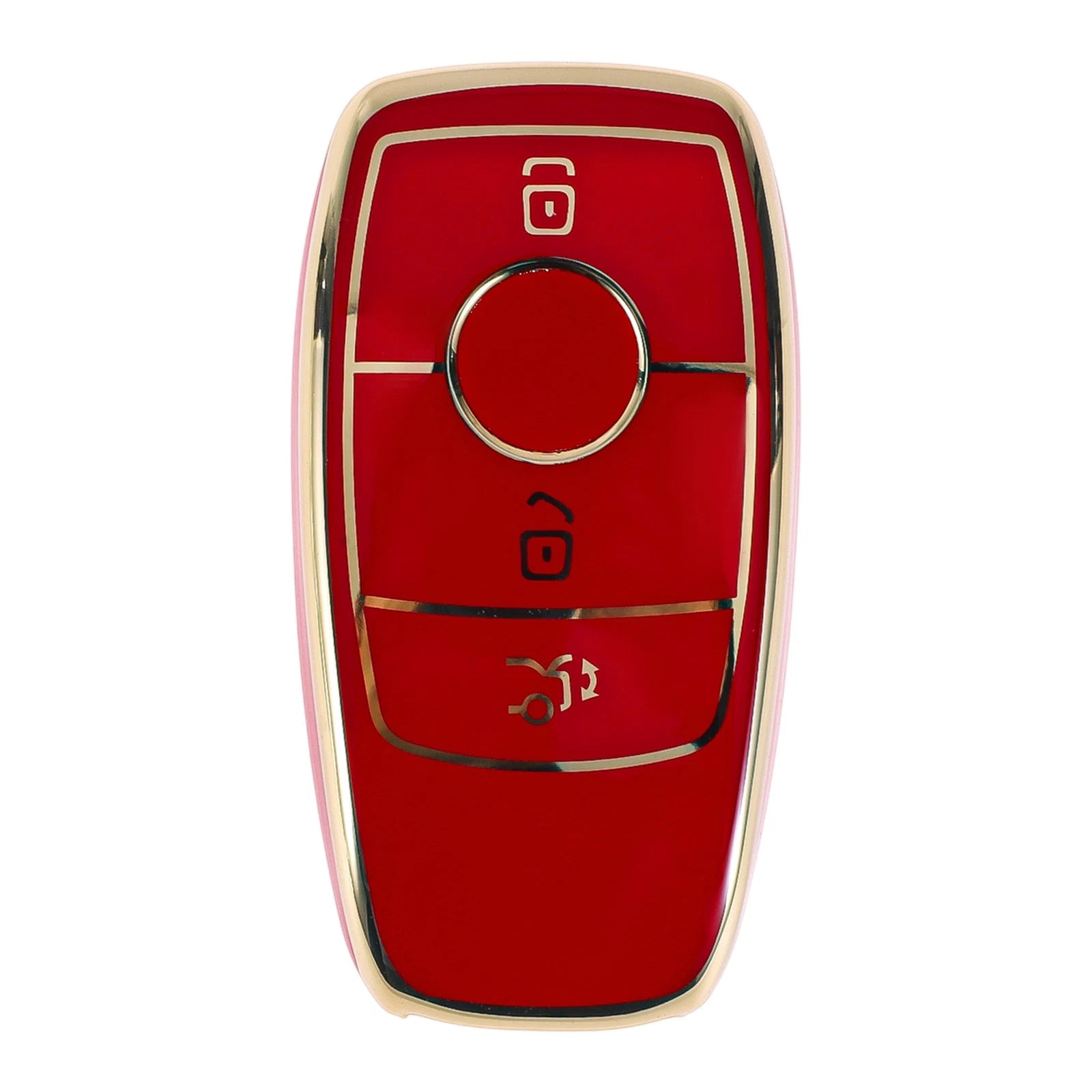 TPU Key Case with Gold Tone for Mercedes Benz E Class 3 Buttons (2010–2023)