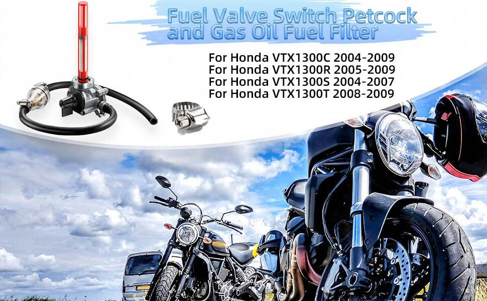 Fuel Vacuum Petcock & Filter for Honda VTX1300C 1300R 1300S 1300T (2003–2009) 16950-MEM-674