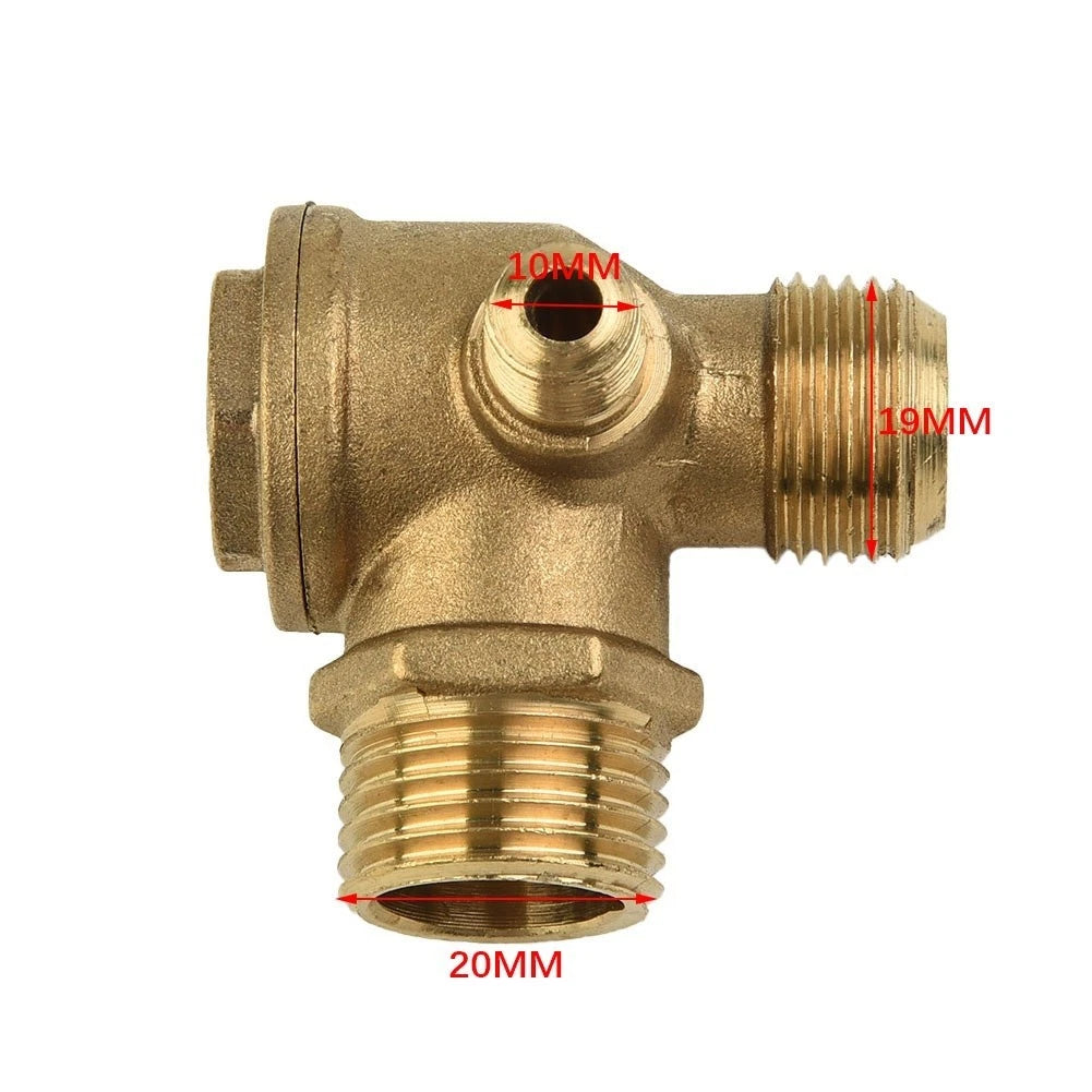 90 Degree 3 Port Brass Check Valve for Air Compressor (Threaded)