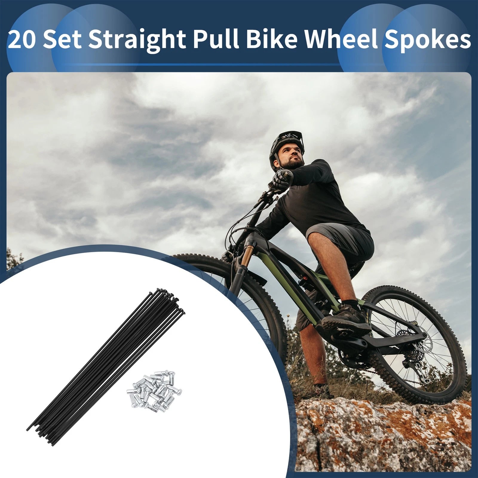Bicycle Spokes Set 14G Straight Pull 174mm for Bike Wheel (2005–2015)