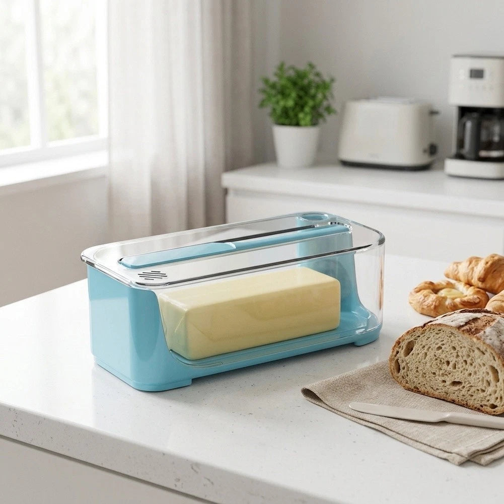 Plastic Butter Dish with Airtight Lid for Kitchen Use