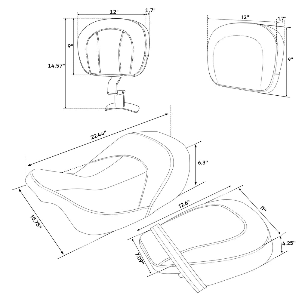 Seat & Backrest Pad for Harley Electra Glide (2009–2023)