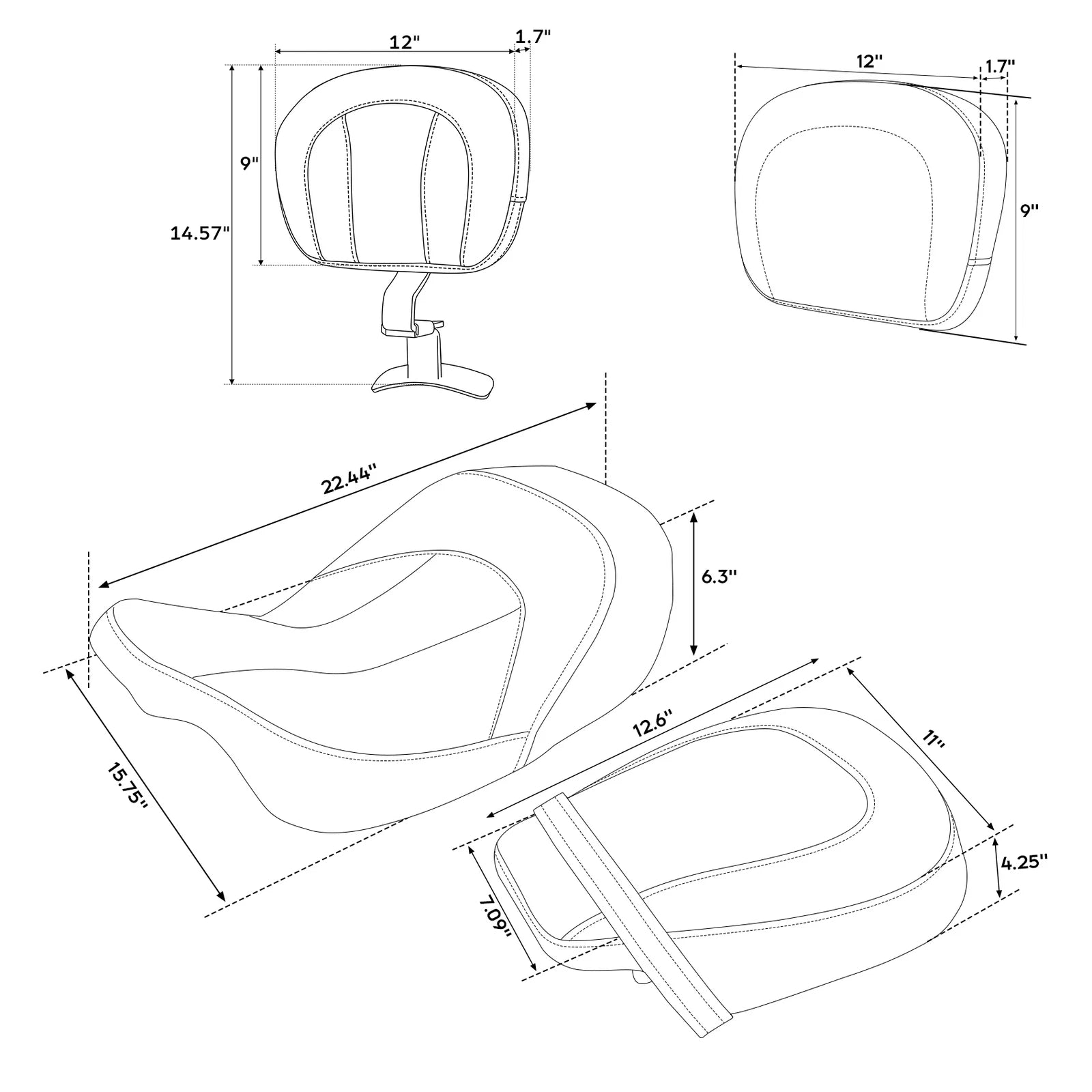 Seat & Backrest Pad for Harley Electra Glide (2009–2023)
