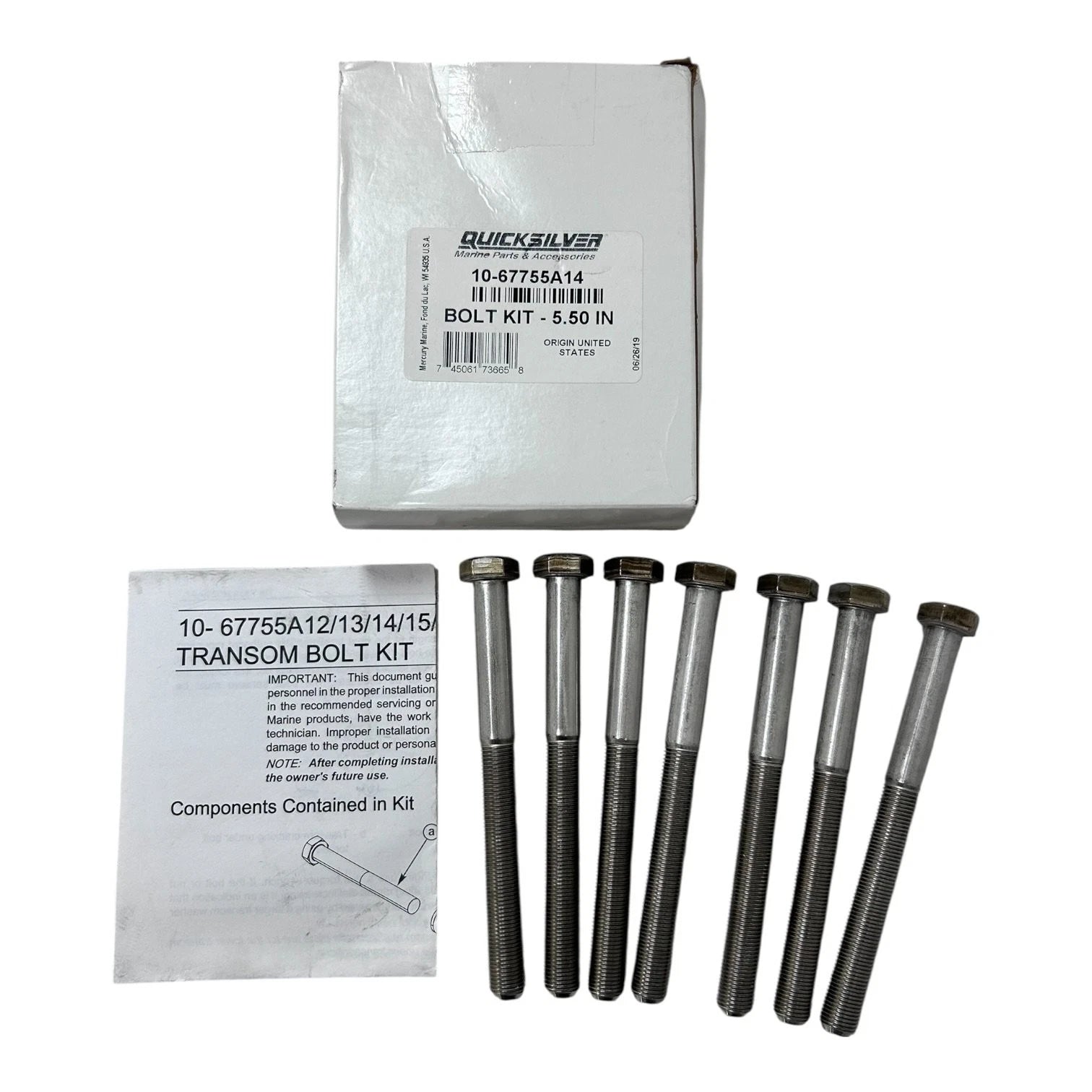7 Pack Bolt Kit for Mercury Quicksilver (10-67755A14)