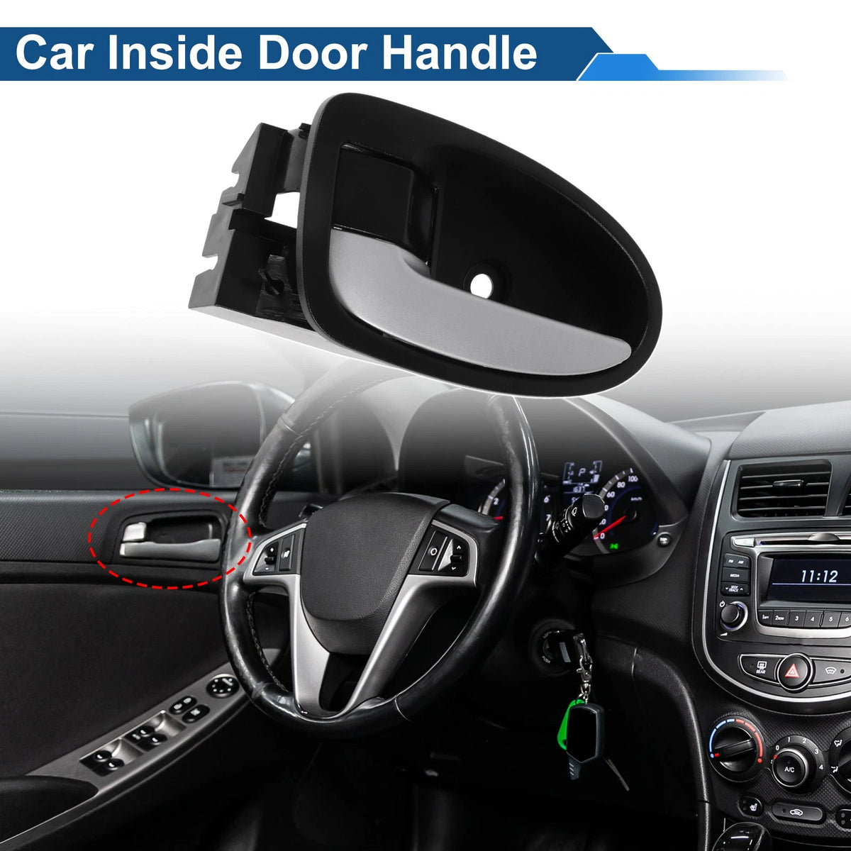 Front Passenger Side Interior Door Handle for Toyota Yaris (2008–2013) Black Chrome