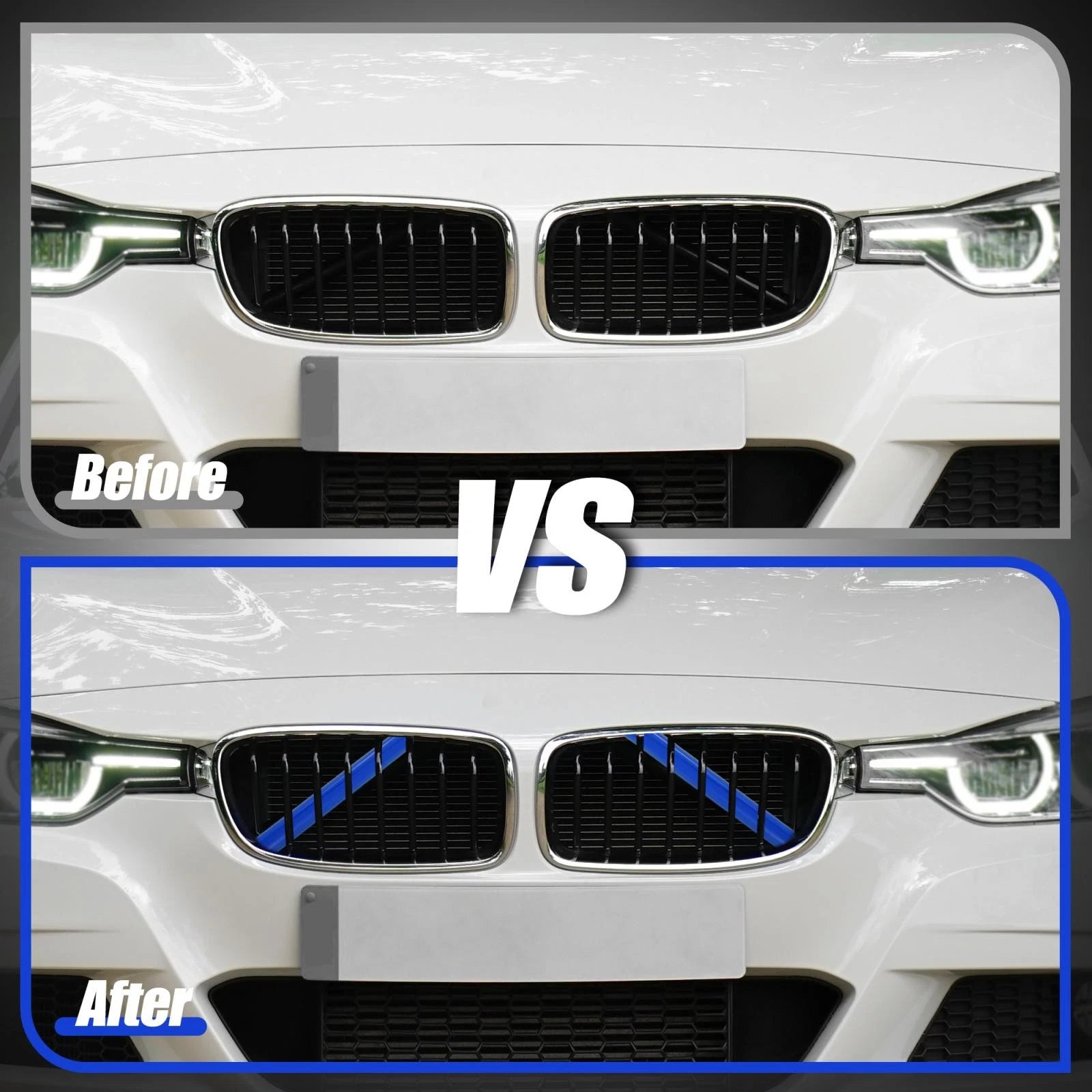 ABS Front Grille Trim Strips Cover Decor Blue for BMW 5 6 7 (2004–2018)