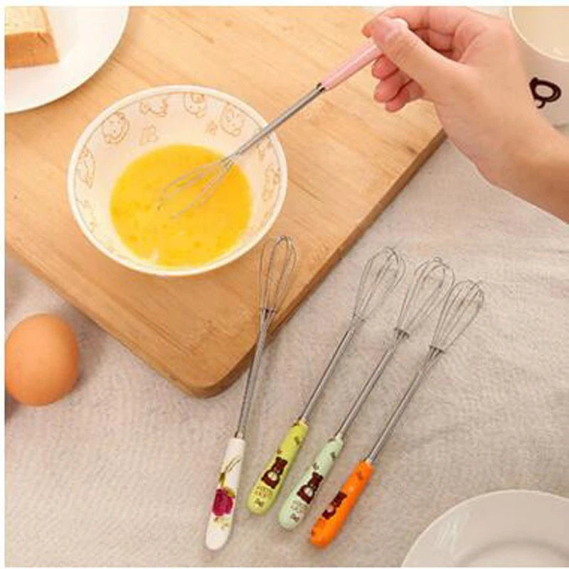 Manual Whisk Egg Mixer with Ceramic Handle for Coffee Frothing