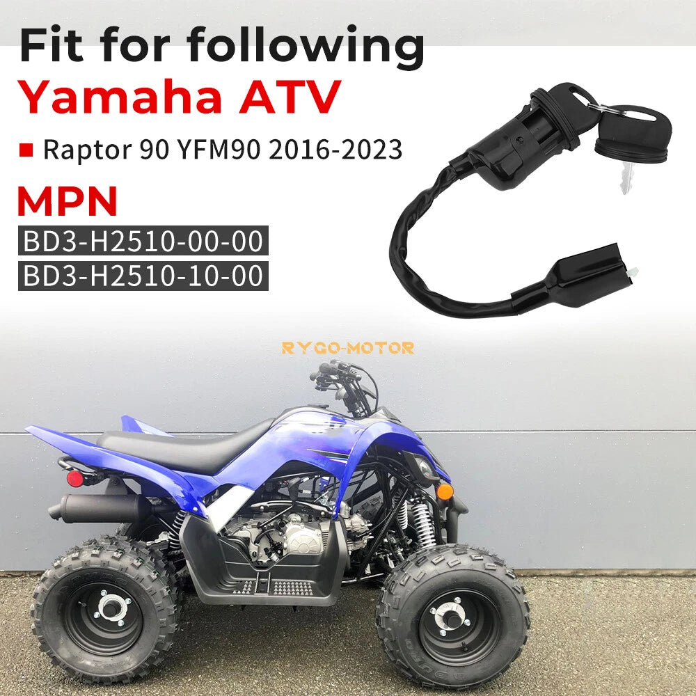 Ignition Switch with 2 Keys for Yamaha Raptor 90 YFM90R (2016–2023) BD3-H2510-00-00