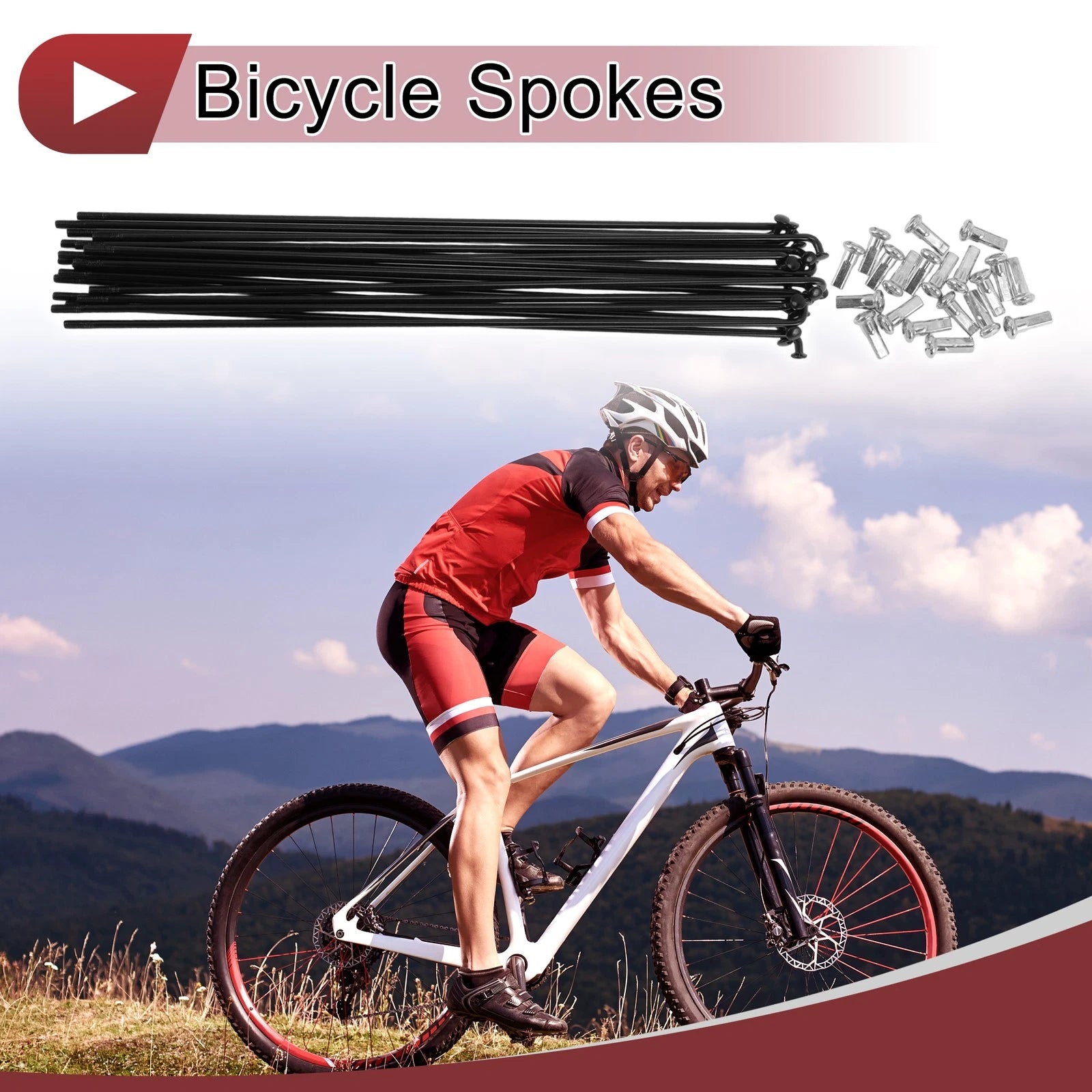 Bicycle Spoke 12G Carbon Steel 219 mm Replacement for 20 Set Wheel (Black)