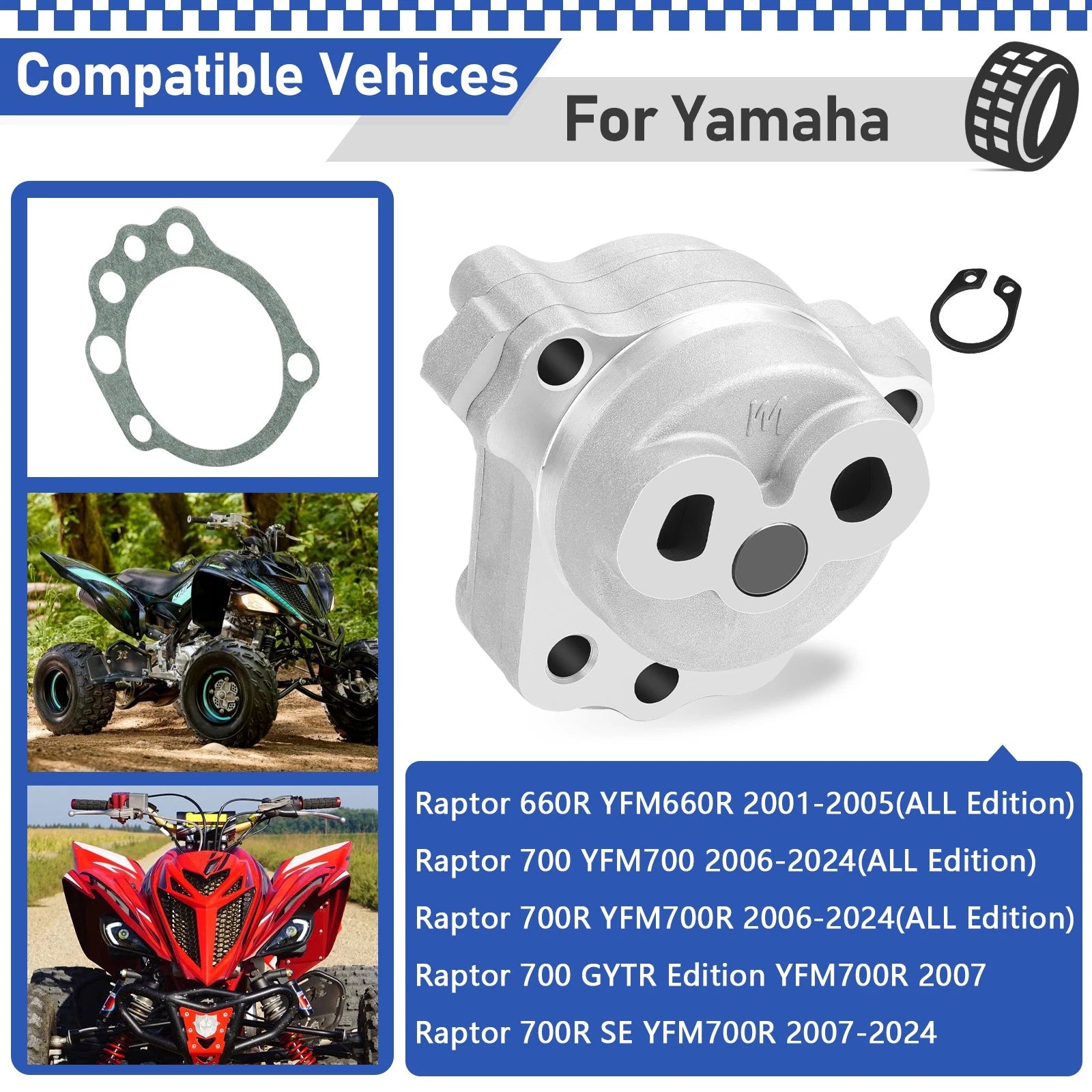 Oil Pump & Gasket for Yamaha Raptor 700 700R YFM700 (2006–2024) 5LP-13300-00-00
