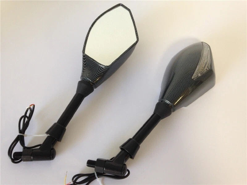 Integrated LED Turn Signals Side Mirrors for Cruiser Chopper (M10 Bolts)