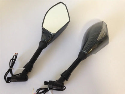 Integrated LED Turn Signals Side Mirrors for Cruiser Chopper (M10 Bolts)