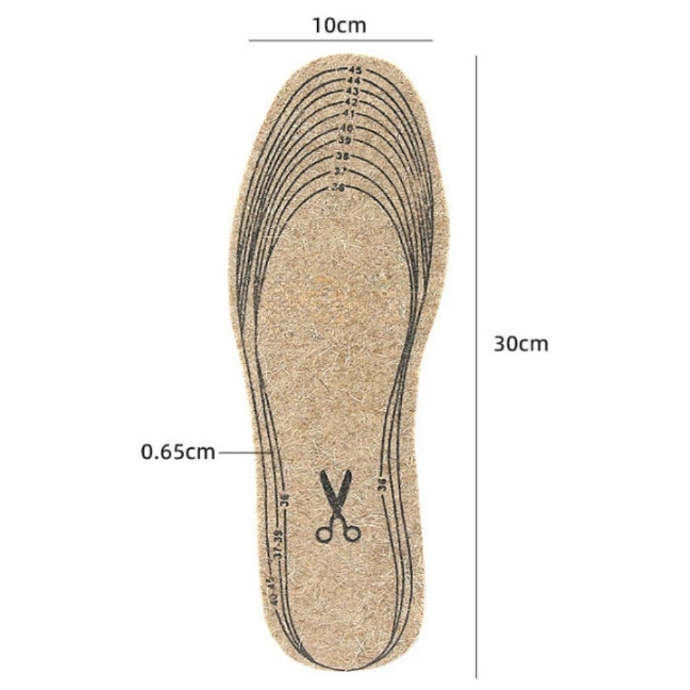Multisize Wool Felt Insoles for Shock Absorbing Comfort (Winter)