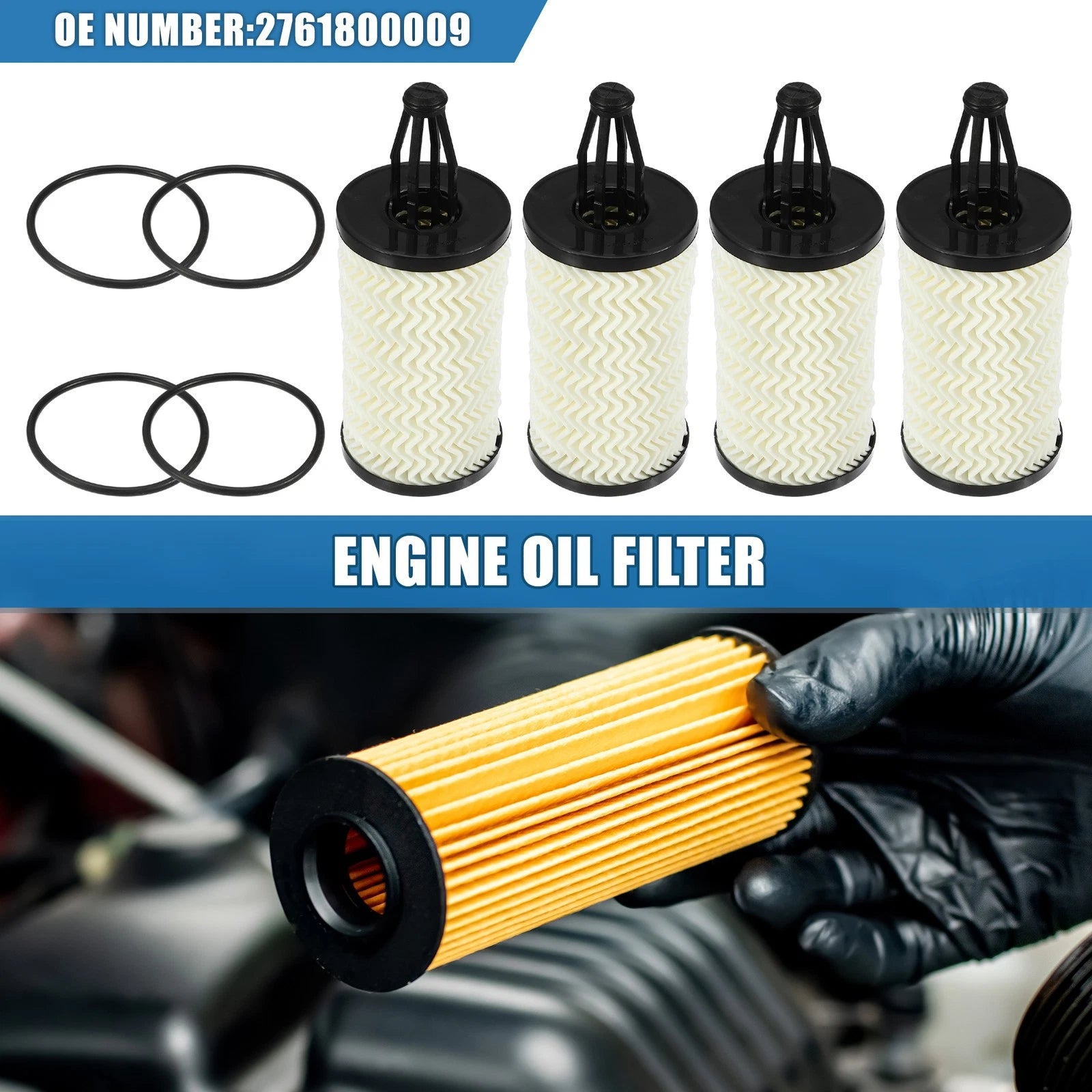 Engine Oil Filter O Ring Set for Mercedes C300 (4Pcs) (2014–2019)